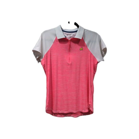 Magnolia Lane Womens Masters Tech SS 1/4 Zip Golf Polo Size M Pink Collared - Picture 1 of 9